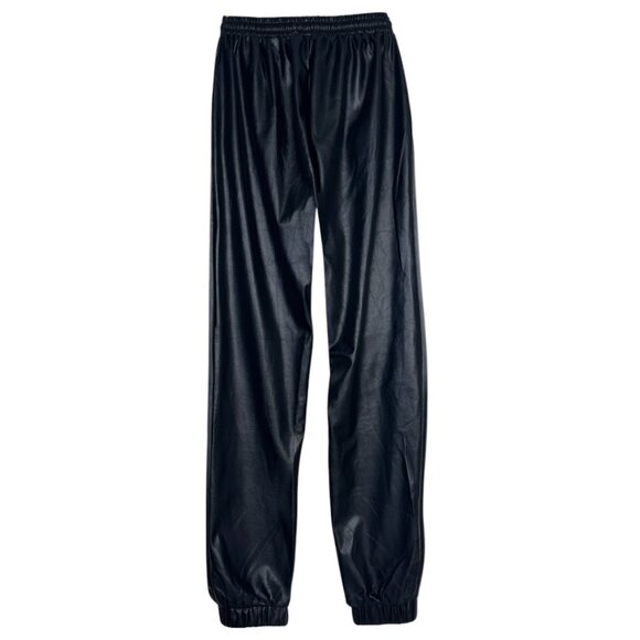 MISSGUIDED VEGAN LEATHER JOGGERS BLACK FIERCE HOLLYWOOD SZ 4 - Picture 4 of 8